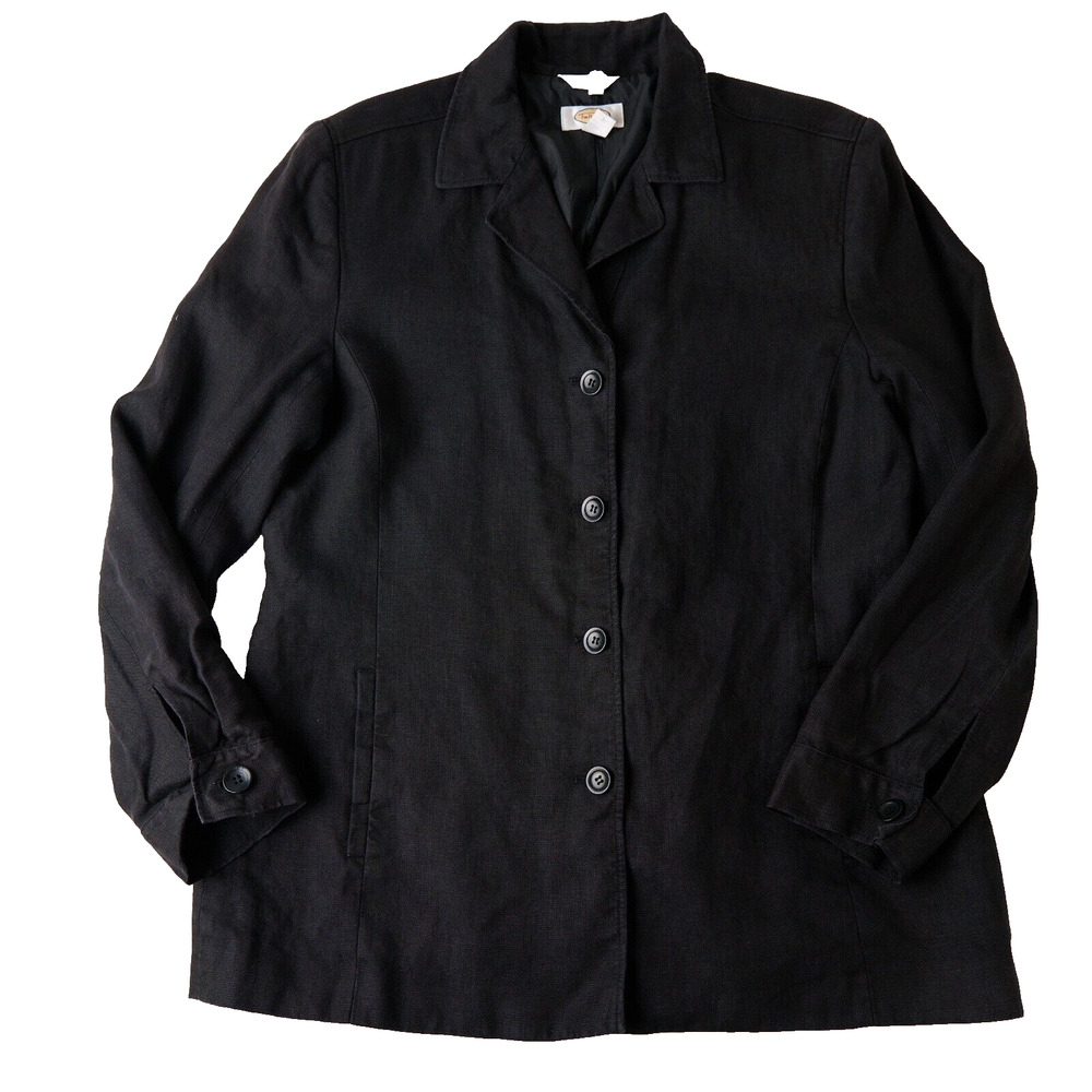 Talbots Coat Jacket Womens 14 Irish Linen Lagenlook Minamalist Travel Classic